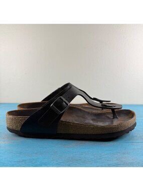 Birkenstock Gizeh Dark Brown Leather Thong Sandals Size 39/ US  8.5